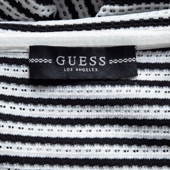Guess Off Shoulder Dress Medium Monochrome Striped Dressy NWT - Picture 9 of 9